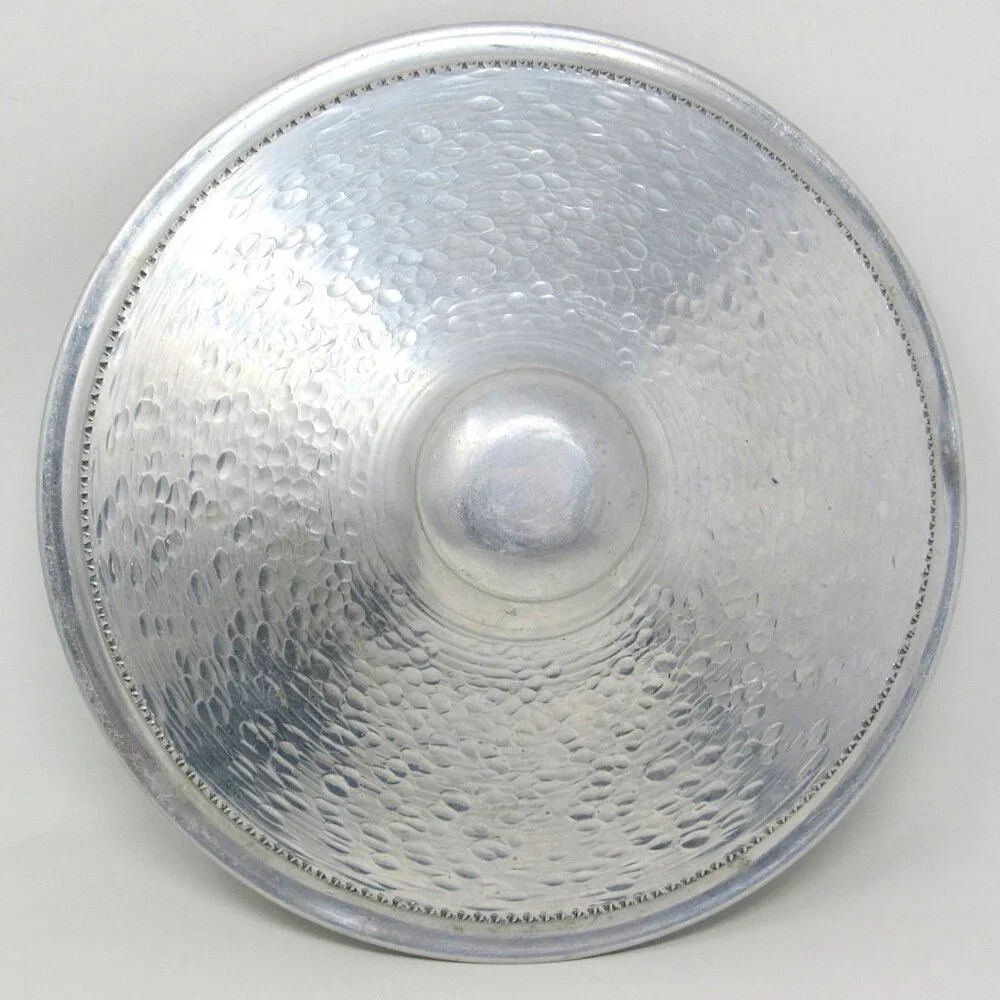 Hammered Aluminum Ice Bucket Gailstyn Vintage USA 9 X 8in Ring Handles Tongs